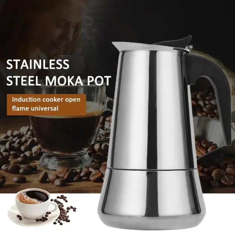 1Set Stainless Steel Moka Coffee Maker for Induction Cooker for Home Kitchen Making 100/200/300/450/600ml espresso coffee maker coffee maker coffee pot espresso maker
