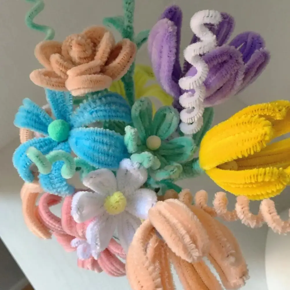 1 Set Pipe Cleaners Kindergarten Projects Twisting Sticks DIY Fluffy Flower  Miniature Model Craft Material Kids Chenille Stem - AliExpress