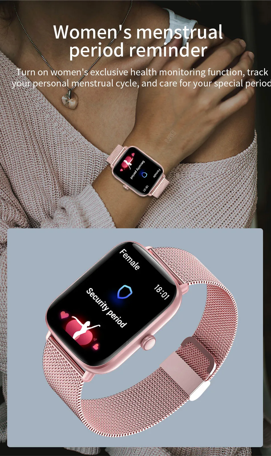 2022 LIGE New Women Smart Watch Heart Rate Monitor Health Sport Watches Life Waterproof Women Smartwatch For Huawei Xiaomi Apple