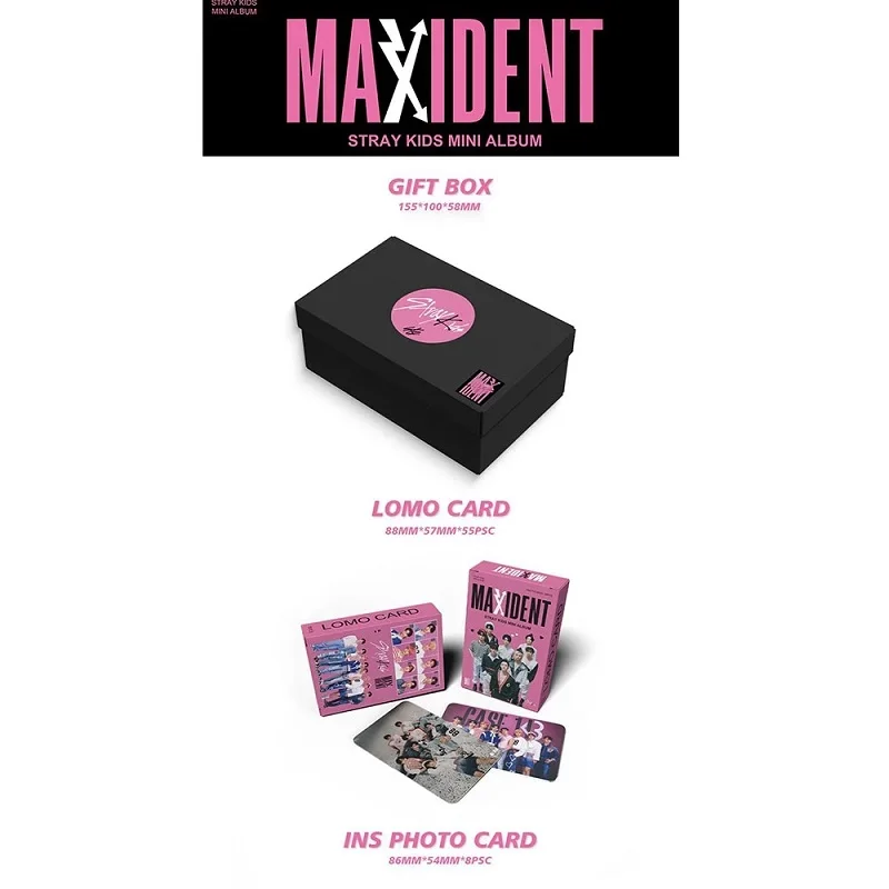 KPOP Stray Kids Album MAXIDENT Gift Box Photocard Keychain Tape Lanyard  Sticker Acrylic Stand Gift Packages Fans Collectibles