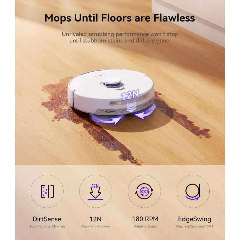 Narwal Freo X Ultra Robot Vacuum Mop Combo,8200Pa Robot Mop&Vacuum,Auto Mop Drying/Washing,Self-Empty,Zero-Tangling,DirtSense