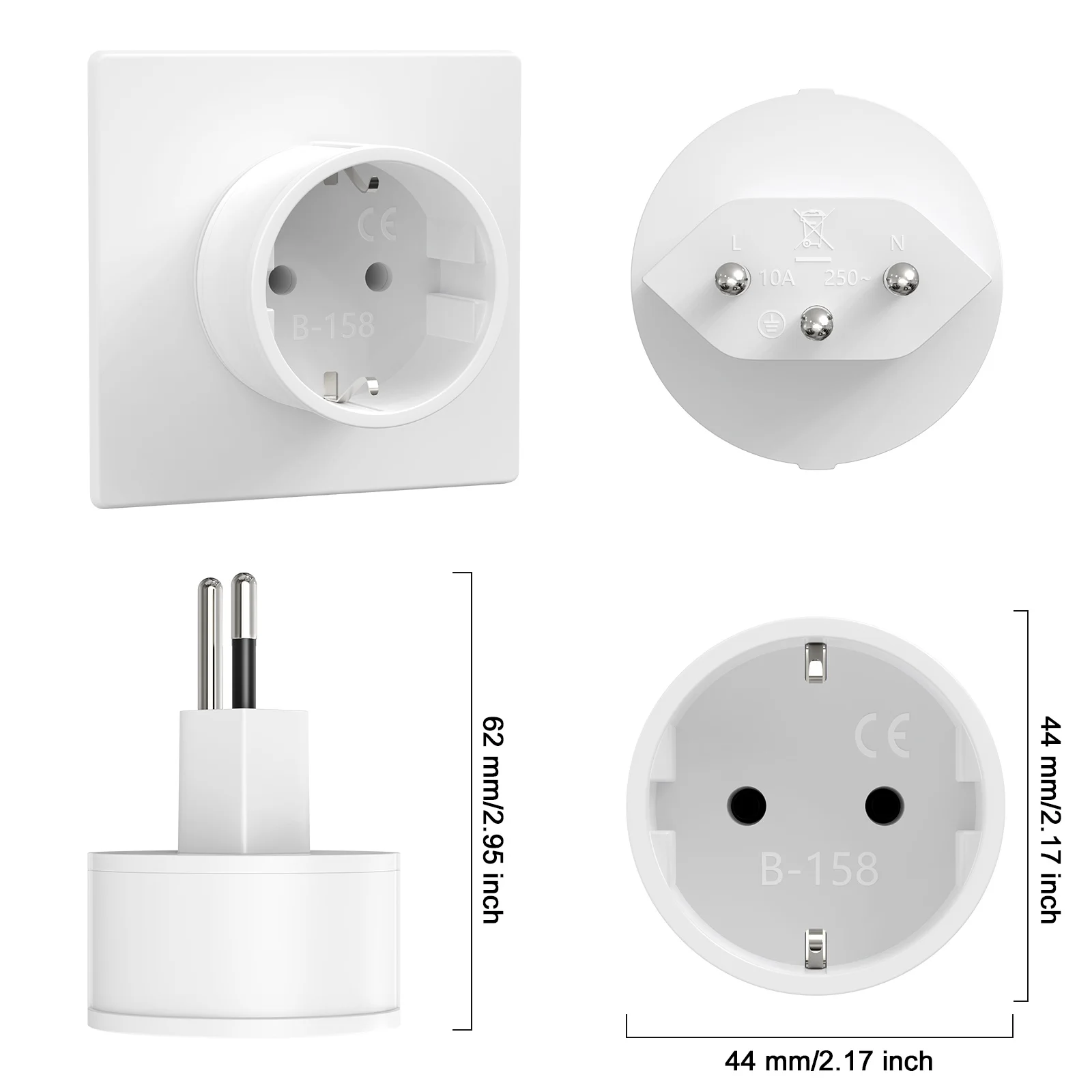 Germany EU to Switzerland Plug Adapter European to Swiss Travel Adapter Power Converter Plug 3 pin 10A Wall Charge Socket 3pcs