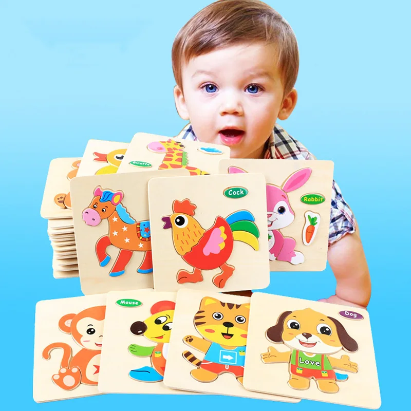 Dog Wooden Cartoon Jigsaw Puzzle Toys for Baby  Developmental Baby Toys 