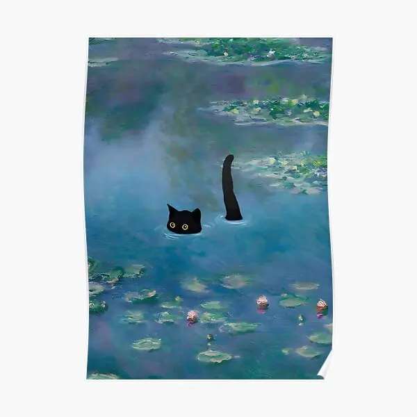 

Постер с изображением кошки и морской лилии, комнатный декор, настенная роспись, художественное украшение, Современная винтажная домашняя смешная печать без рамки