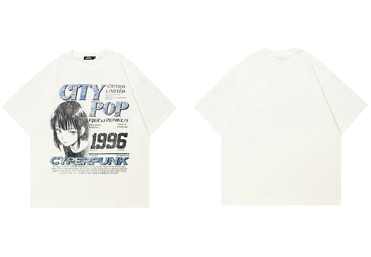 City Pop Anime Portrait Graphic T-Shirt Sd06c44f9f5c943519b005dcbd7a7c70ef