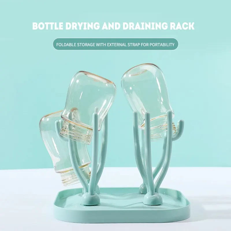 Baby Bottle Drying Rack Feeding Bottle Drying Rack Bottle Drying Rack Green Multifunctional Portable Drying Frame Baby Bottle Holder Removable Drainage Stand