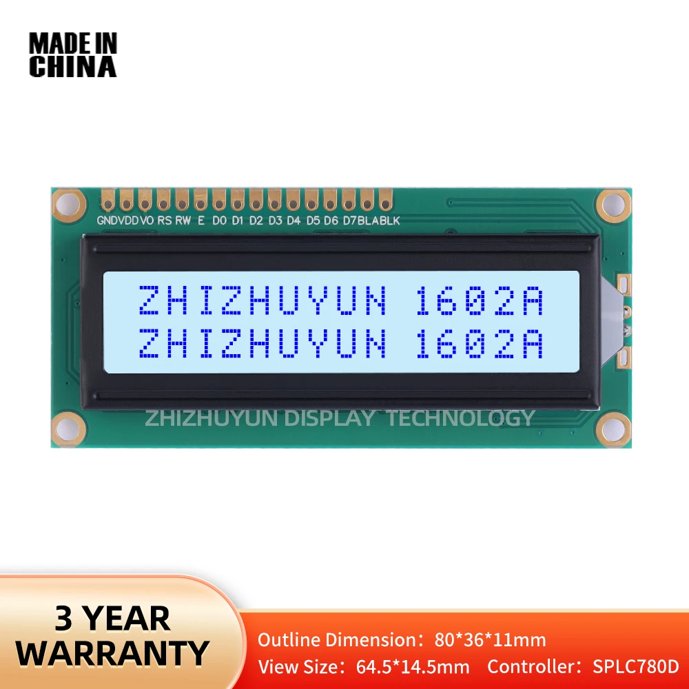 

LCD1602A Character Dot Matrix Screen Grey Film Blue Font 16X01 LCD Screen Lcm Display Module Quality Assurance