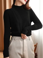 المرأة طويلة الأكمام محبوك الياقة المدورة البلوز ، شيك أسفل البلوزات ، لاعبا ضئيلة ، لينة الدافئة سحب أعلى ، الخريف ، الشتاء الموضة 1
