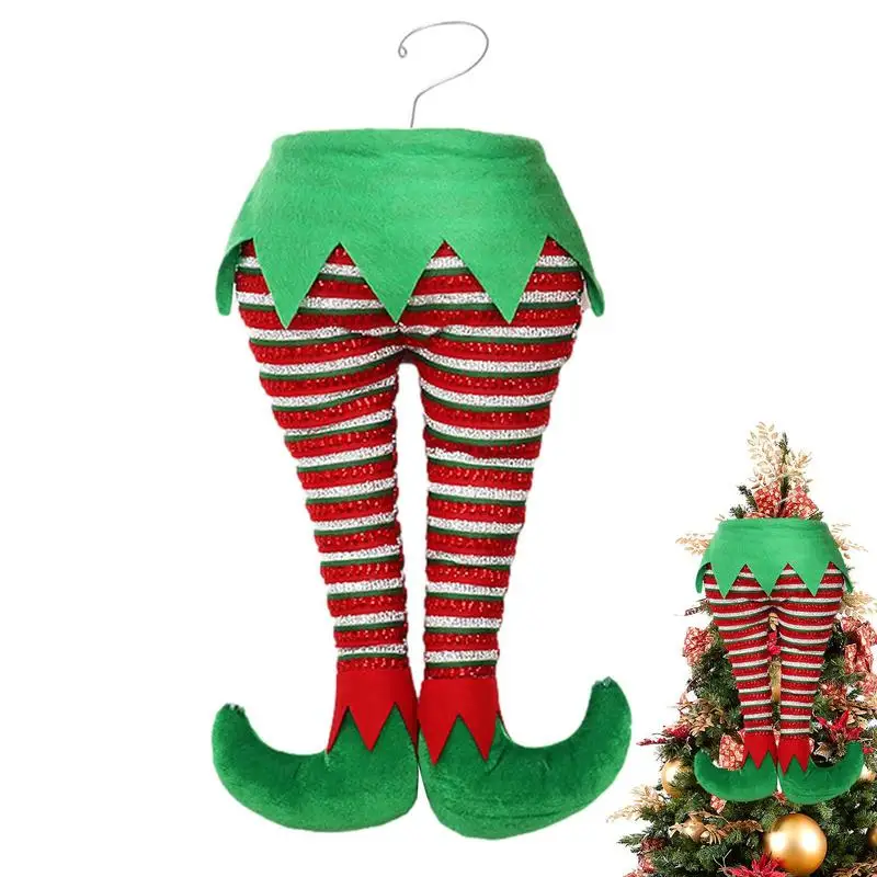 

Christmas Tree Topper Decorations Stuck Tree Topper Elf Legs Christmas Decorations Holiday Striped Elf Legs With Hook Holiday