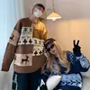 Autumn and Winter Couples Thickened New Christmas Sweater Loose Retro Splicing American Lazy Jacket Sweater 3