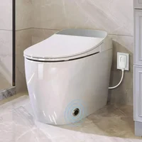 Smart Toilet, Heated Seat Automatic Flush Tank Less Toilet Without Bidet, with Foot Sensor Flush, Power Outage Flushing, Soft 1