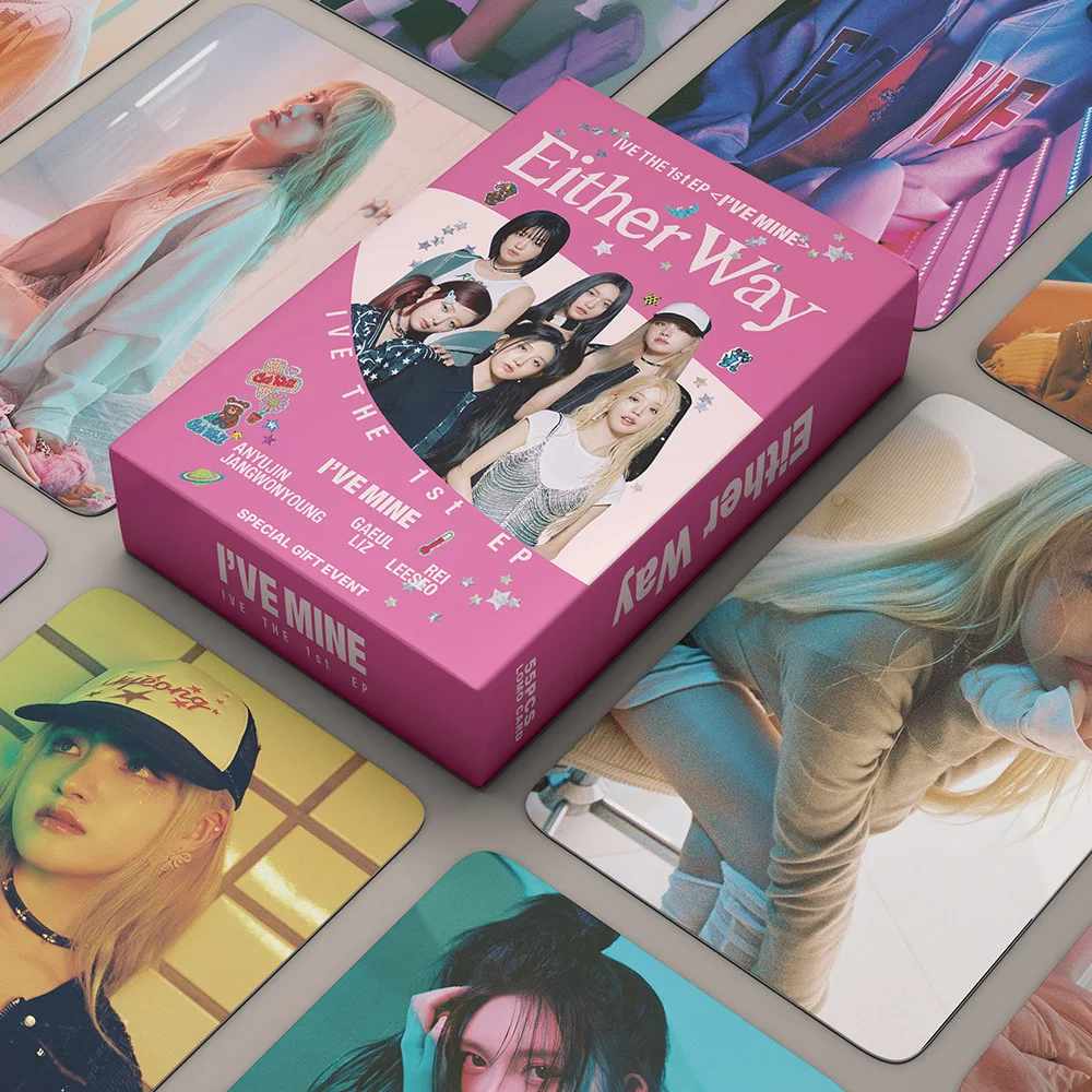 

55pcs/Set NEW KPOP IVE Album Eitherway Lomo Card HD High Quality Print Photo Card Wonyoung Yujin Liz Gaeul Rei Leeseo Fans Gift
