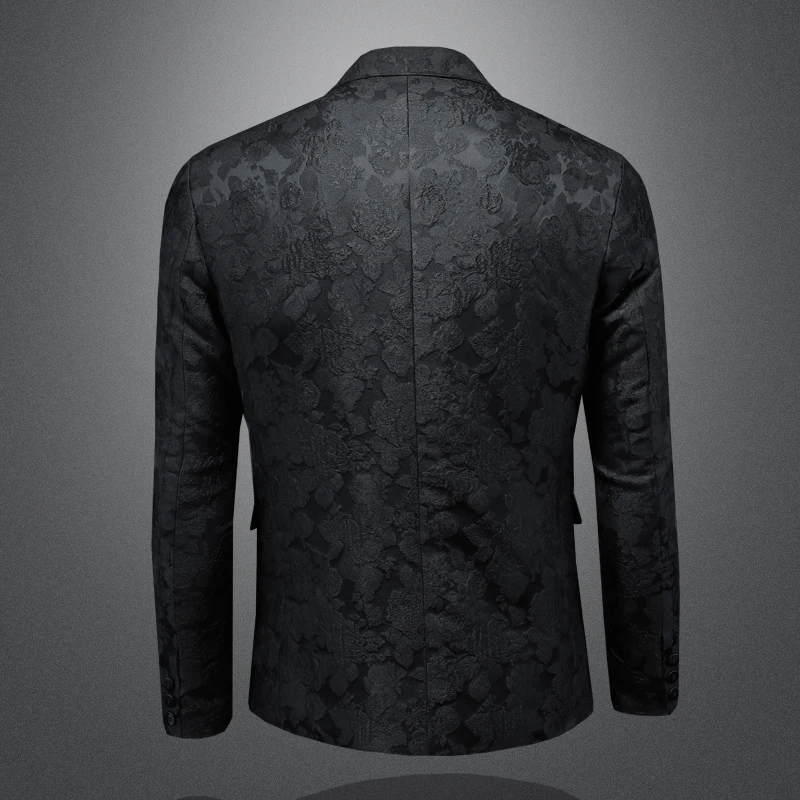 Minglu Spring Autumn Jacquard Men's Blazers High Quality Long Sleeve Single Breasted Business Casual Male Jackets Plus Size 5XL