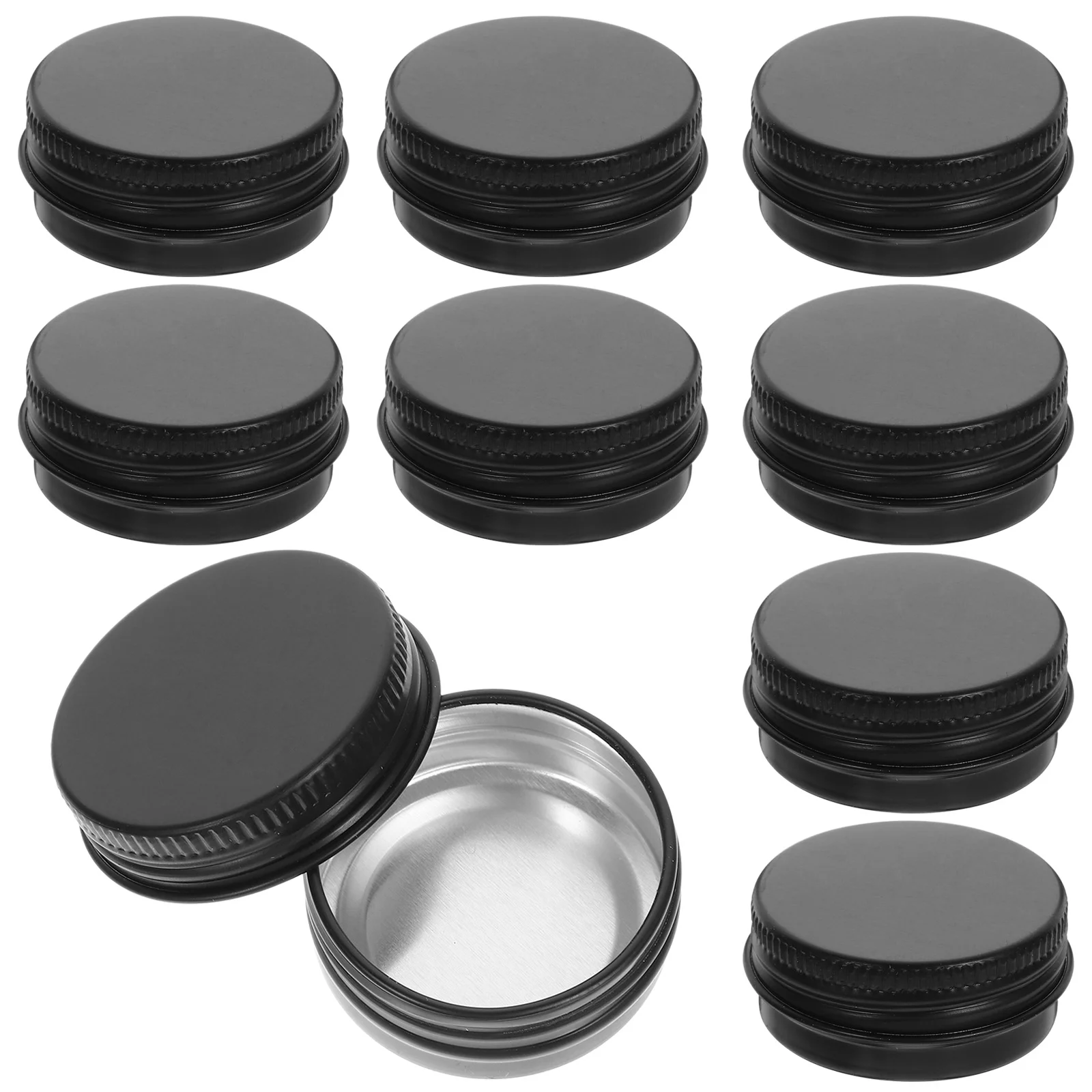 

10 Pcs Bottled in Black Aluminum Box Lip Balm Containers Metal Tins with Lids Cosmetics Aluminium Jars