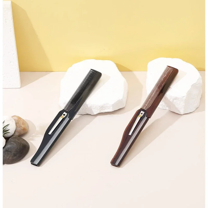 접이식 빗 접는 포켓 클립 머리 콧수염 수염 빗 패션 남성 여성 수제 마사지 헤어 브러시