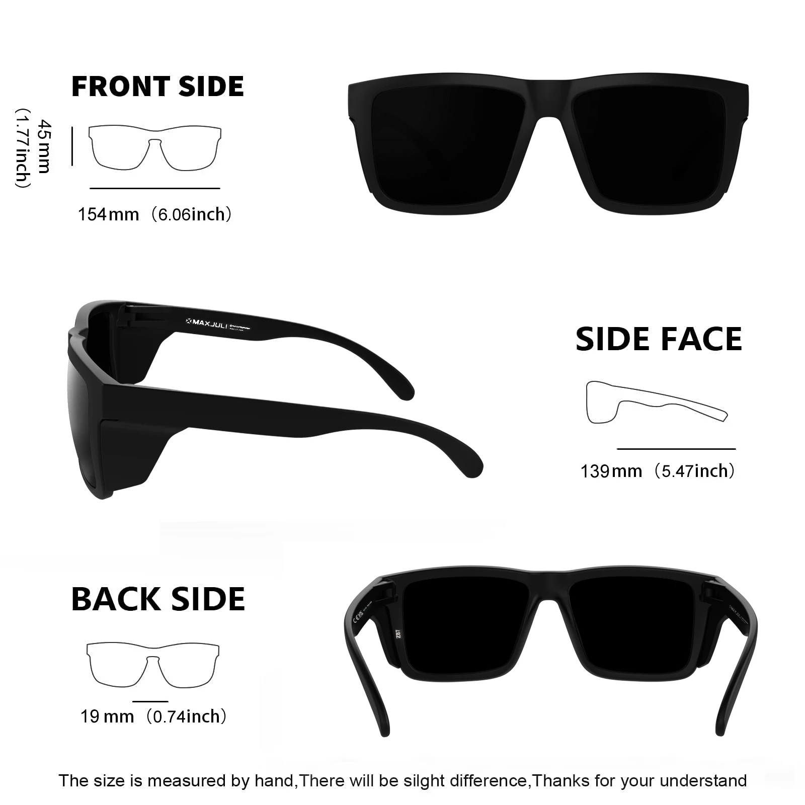 MAXJULI XXL Z87 Sicherheits-Sonnenbrille für Herren und Damen mit großem Kopf, TR90, umwickelbare UV400-Schutzbrille, übergroße Seitenschutzbrille 8228S – Detail 20