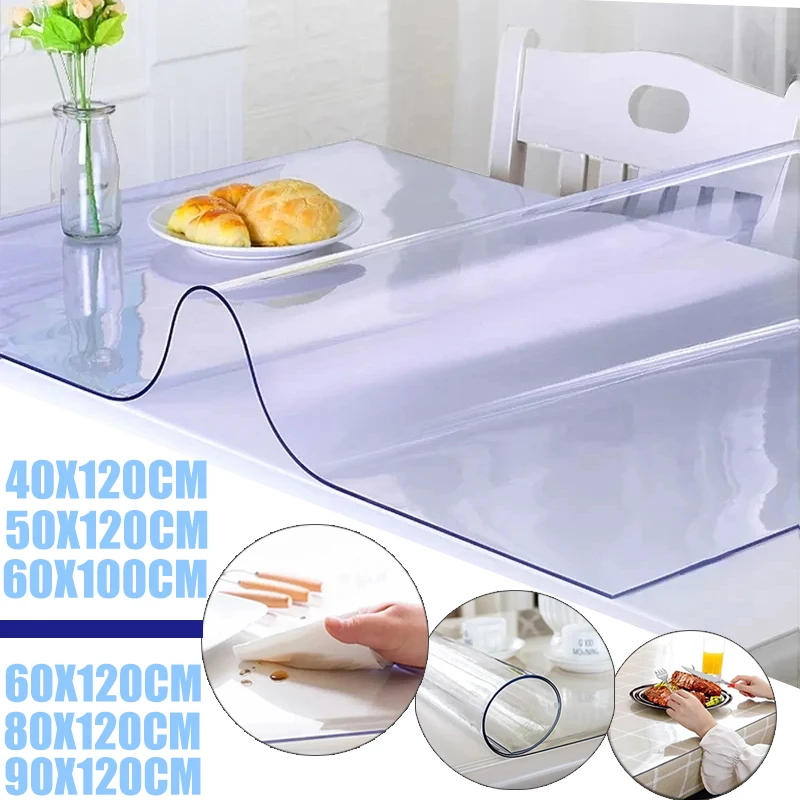 

1PC Soft Glass Tablecloth Transparent PVC Table Cloth Waterproof Oil Proof Kitchen Dining Table Cover Clear Table Cover