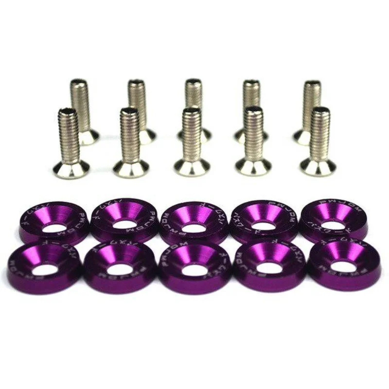 Auto fasteners 10pcs/set Car Modified Hex Fasteners Fender Washer Bumper Engine Concave Screws Aluminum Fender Washers and M6 Bolt