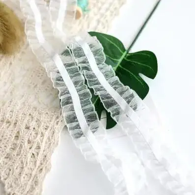 Pleated Stretch Lace Trims Ribbons Ruffled Elastic Band Baby Hairband Belt Shoes Decorative Tapes DIY Craft Supplies 5 Yards lace ribbon