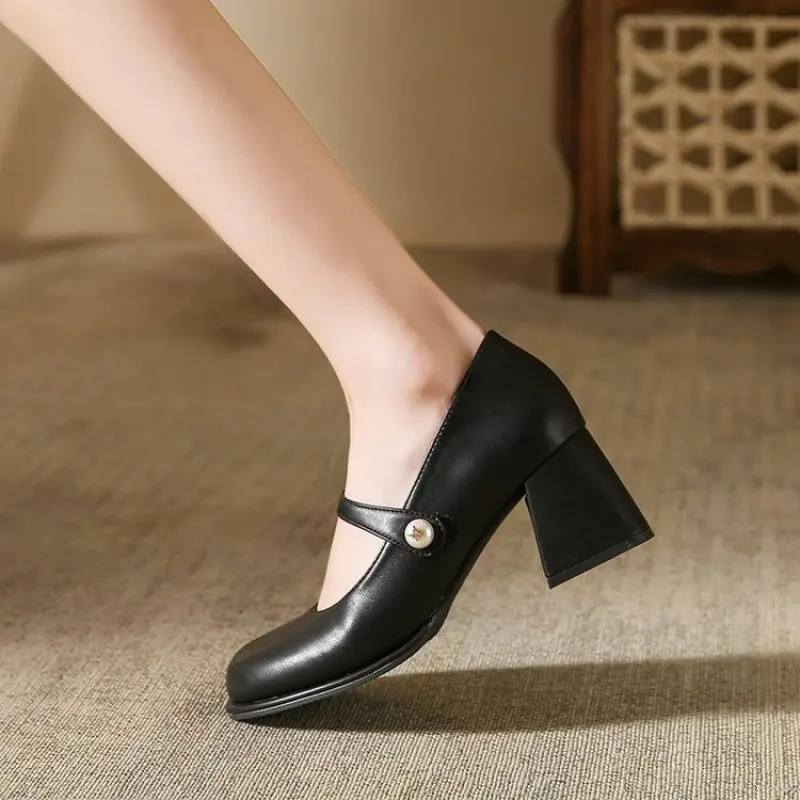 Ladies Shoes on Sale 2024 Closed Toe NEW  Women's High Heels Outdoor Elegant High Heels Square Heel Round Toe Shoes Female New