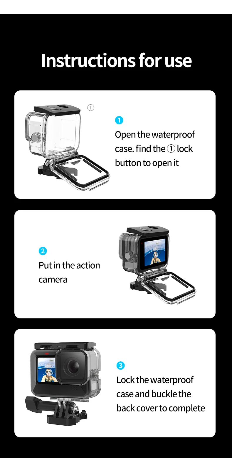 45M Waterproof Case For 12 11 10 9 Tempered Glass Lens Diving Housing Cover Len