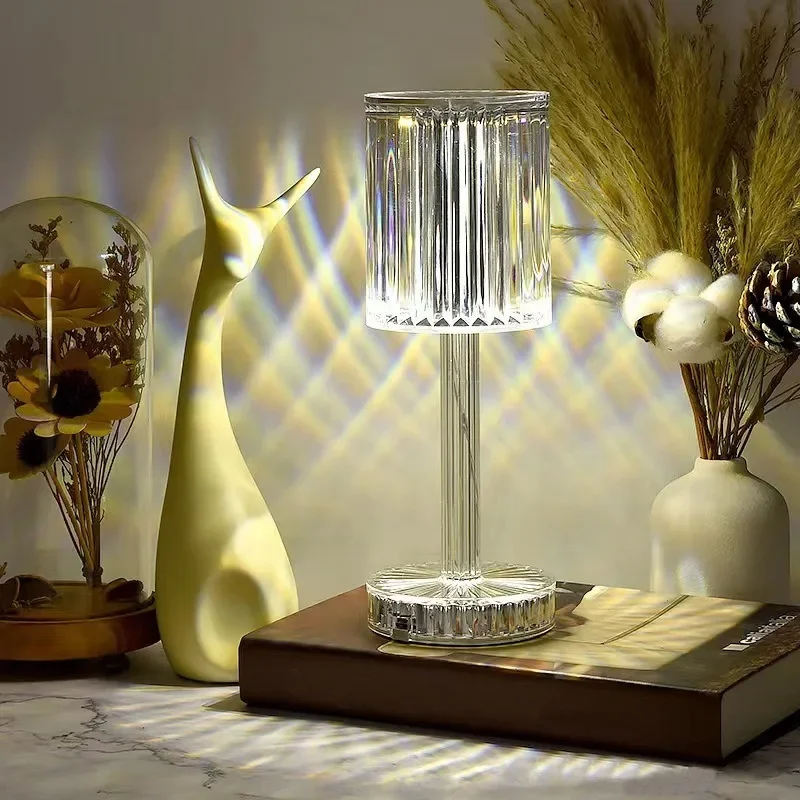 

Crystal Table Lamp Touch Remote Control Acrylic Night Lamp Rechargeable Bedside Lamp LED Night Light Room Lights Home Decoration