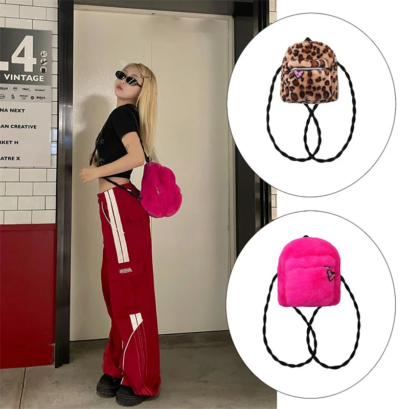 Korean Version Of High Quality Women's Plush Backpack Artificial Fur Premium Backpack Furry Student Soft Luxury Backpack