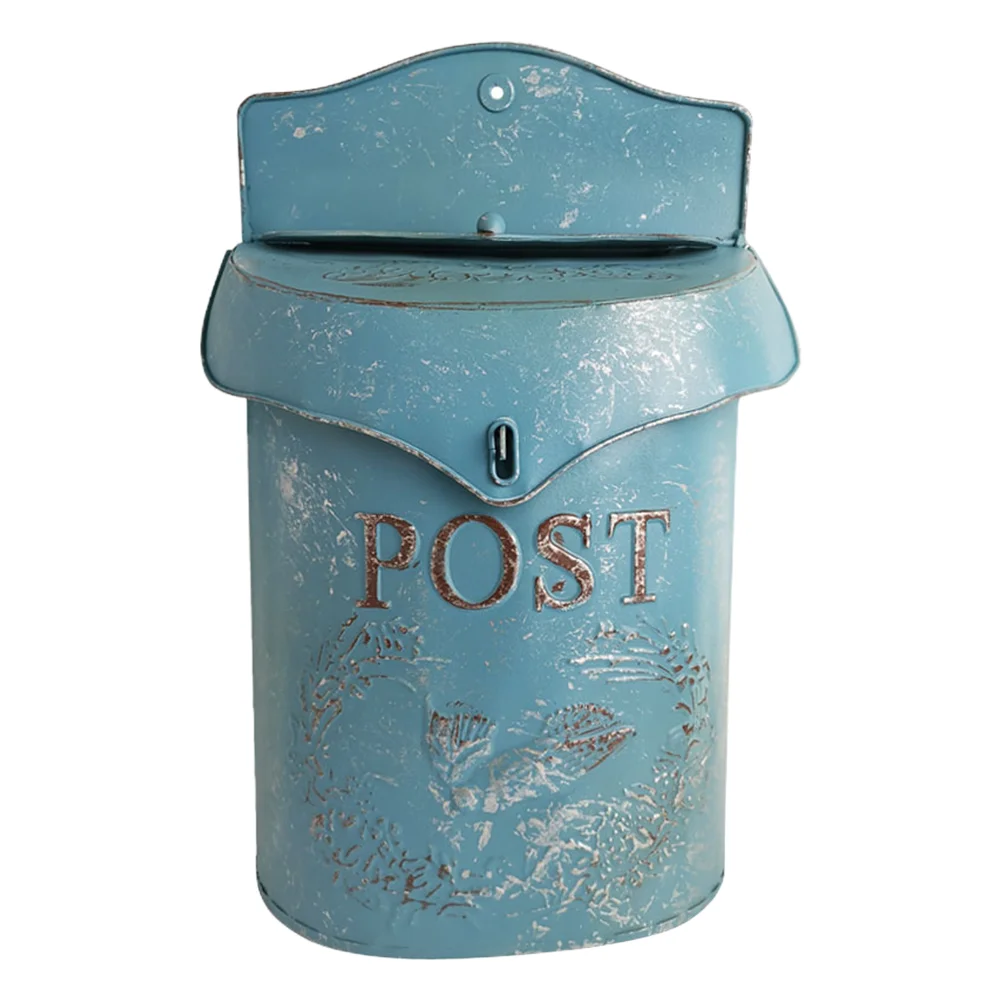 

Wrought Iron Vintage Mailbox Canister for Flower Flowerpot Wall Decoration Decorative Rack Retro