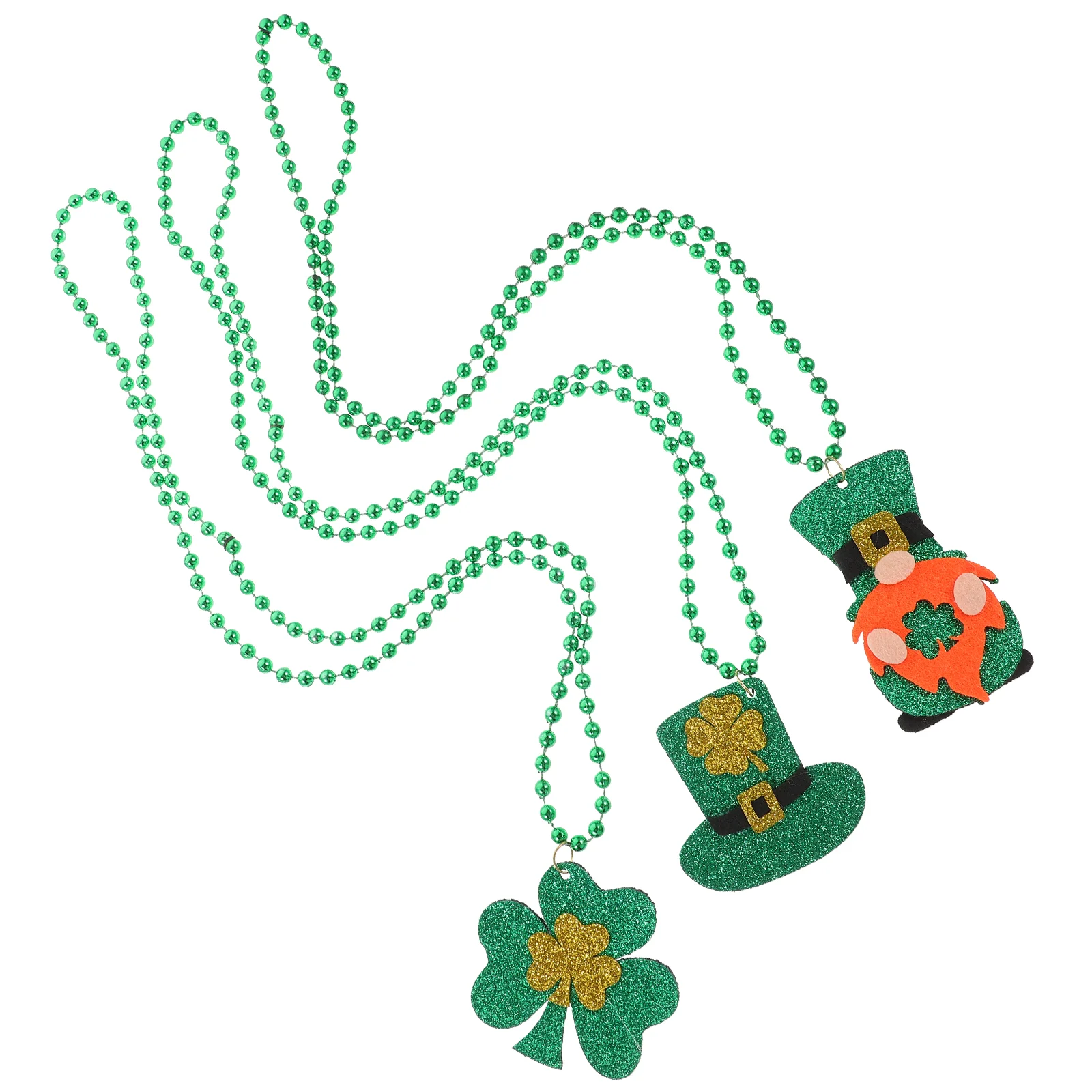 

3 Pcs Necklace Couples Necklaces St Patricks Day Accessories Beaded Felt Party Favors St Gifts