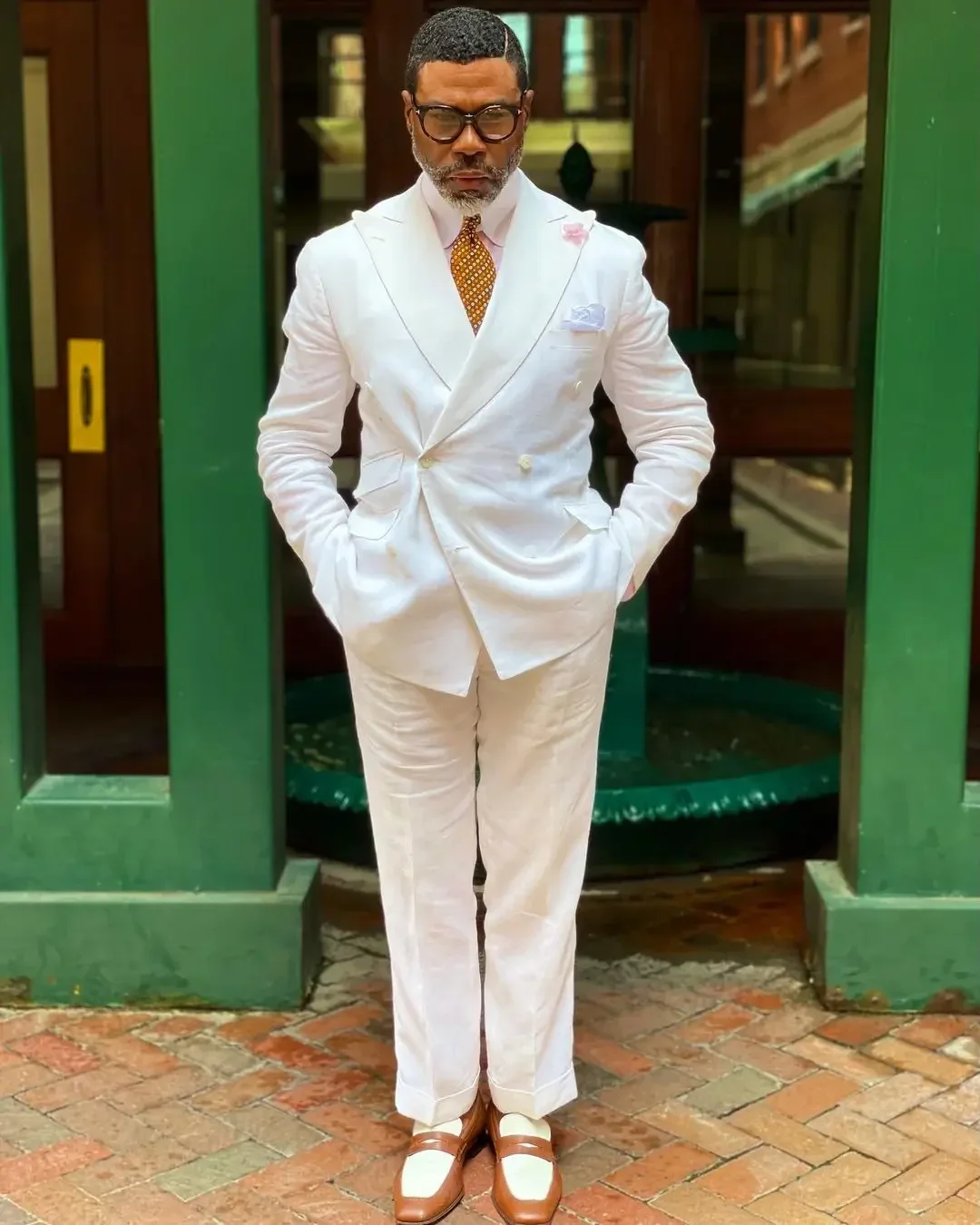 Summer White Linen Double Breasted Elegant Men Suit Smart Casual Slim Fit Blazers Hombre High Quality 2 Piece Set Costume