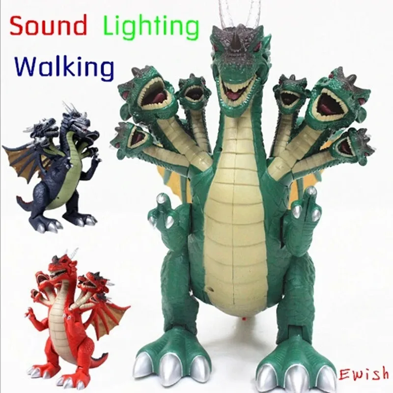 Spedizione Gratuita High-Tech Seven Heads Dinosaur Toy Jurassic World Electric Dinosaur Toys Tyrannosaurus Rex Plastic Dinosaur Model