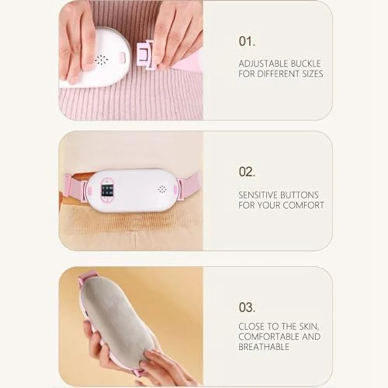 1 PCS Portable Heating Pad For Stomach Back Pain With 3 Heat & 3