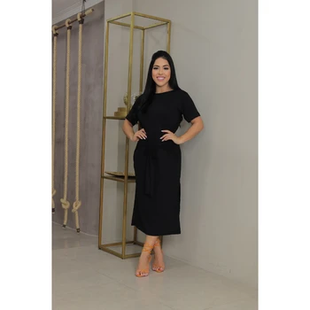 Women's long dress slit side and lace fabric mistletoe Lycra trend dress 1