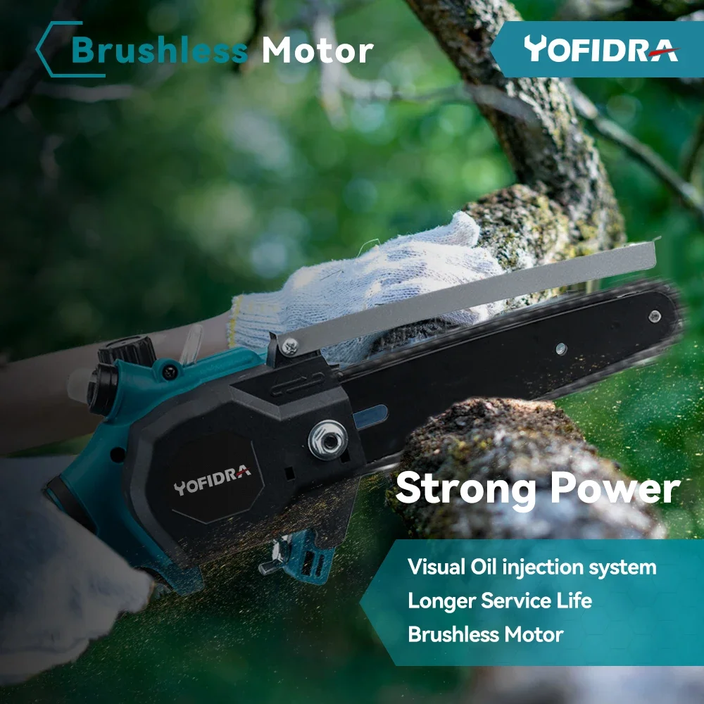 18V 6 Inch Brushless Electric Saw Mini Chainsaw Electric Chainsaw Electric Saw with Adjustable Oil Can Handheld Cordless Logging Saw Branch Cutting Tool Chainsaw