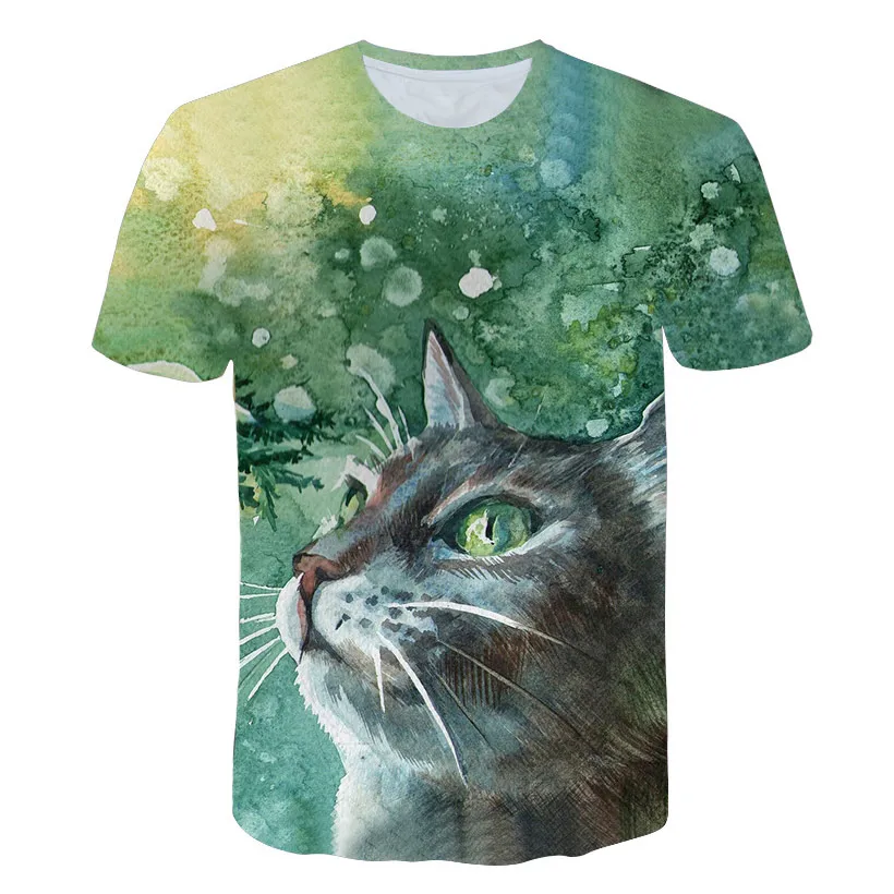 personalized t shirts 2022 Summer Children 3D Cartoon T-shirt for Boy Animal Printing Boys Cat T Shirt Girls Tops Tees Cartoon Kids Animal Clothes T-Shirts luxury