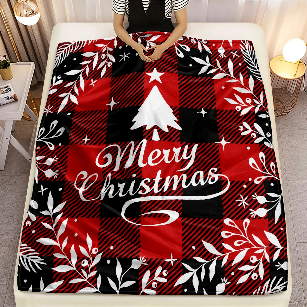 Christmas Tree Blanket Microfiber Super Soft Throw Blankets For Bed Bedspread Sofa Decorative Camping Picnic Winter Warm Blanket