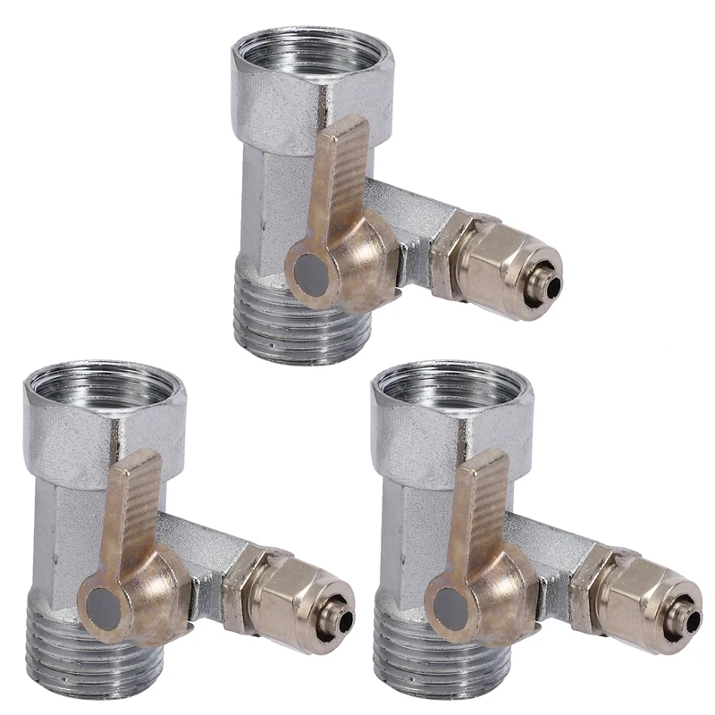 

3X RO Feed Water Adapter 1/2inch to 1/4inch Ball Valve Faucet Tap Feed Reverse Osmosis Silver