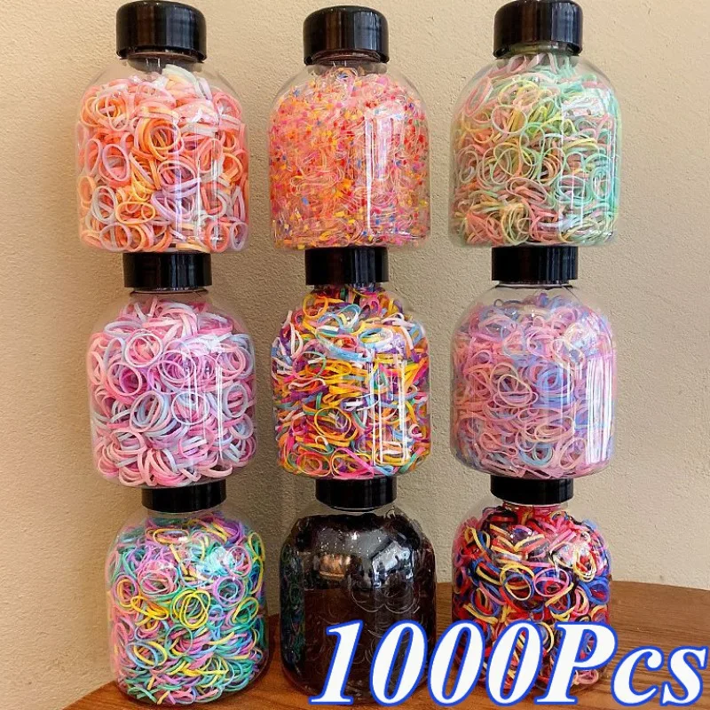 

Разноцветные Одноразовые резинки для волос для девочек, эластичные резинки для волос, Детские резинки для хвоста, милые детские аксессуары для волос, 1000 шт.