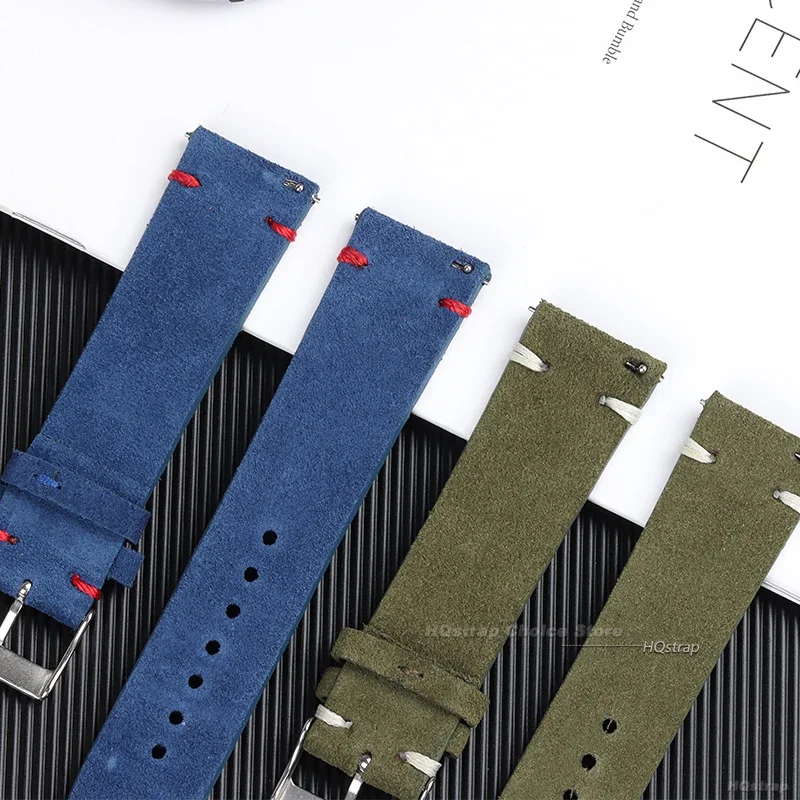 High Quality Blue Suede Leather Vintage Watch Strap and Sport Bracelet Accessory