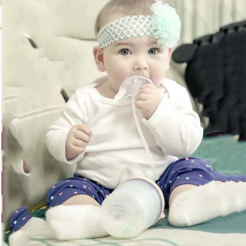 Baby feeding Bottle Long straw Hands-free bottle Nipple Multifunctional Baby Bottle Kids Cup Silicone Sippy Mouth NO BPA bottle accessories silicone baby feeding bottle