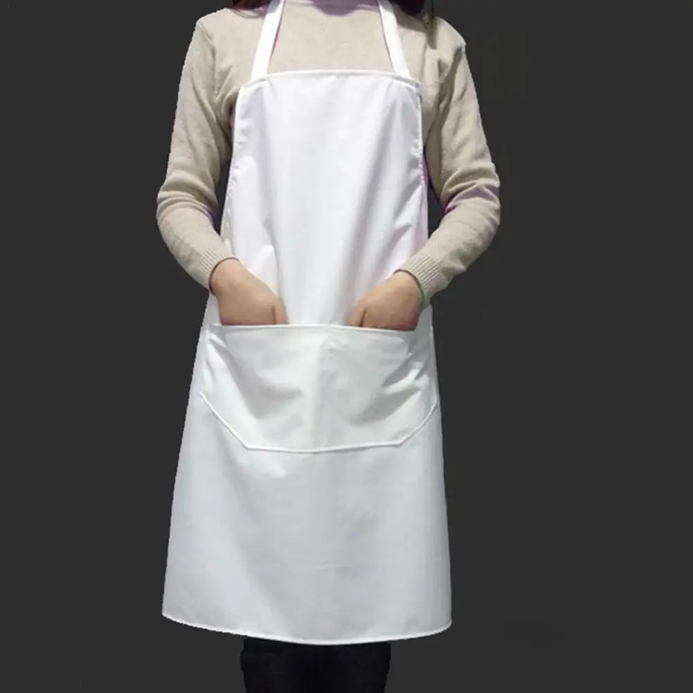 New Fashion Kitchen Aprons for Woman Men Chef Work Apron for Grill Restaurant Bar Shop Cafes White Waterproof Apron