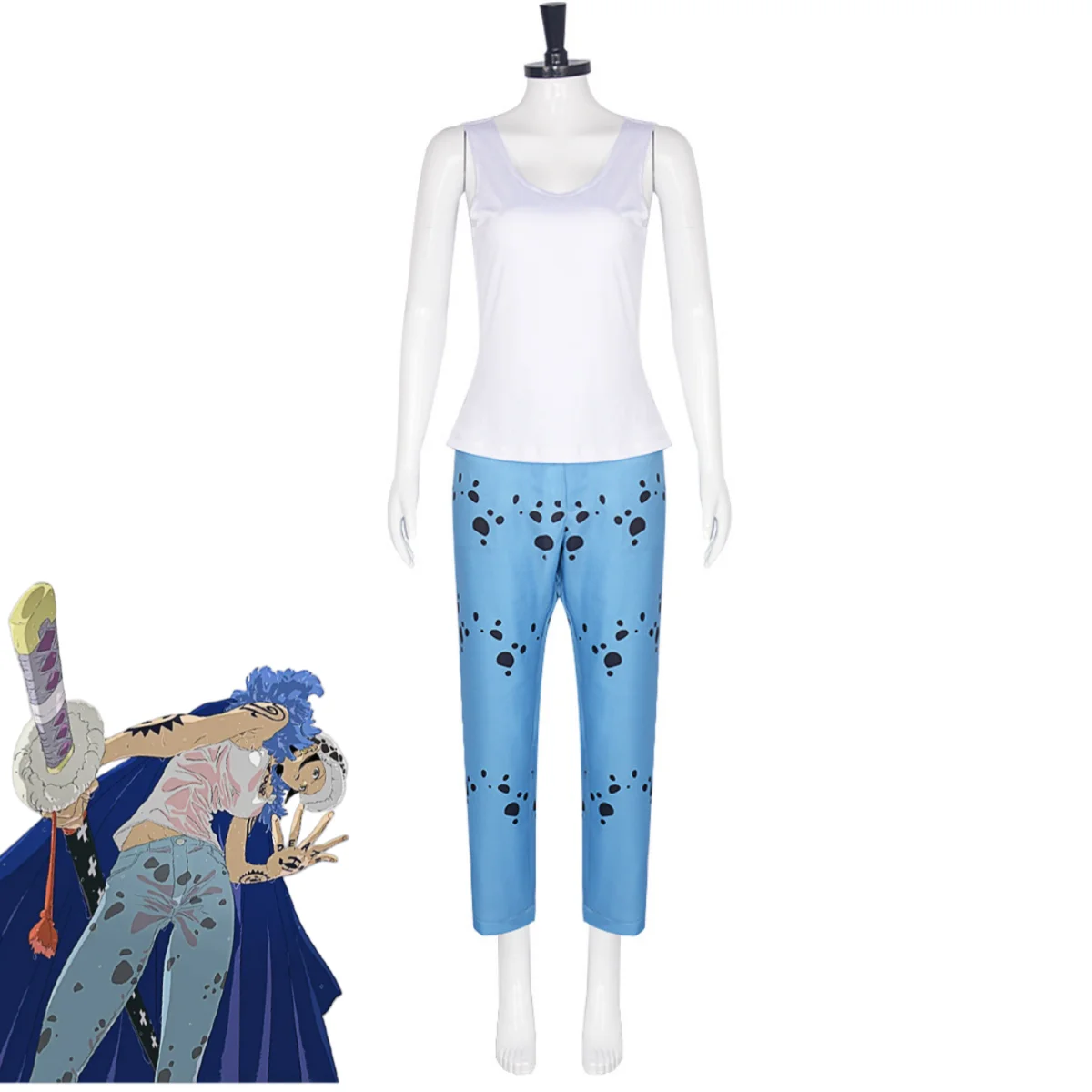 One Piece: Trafalgar Law | Blue Coat Cosplay Costume 26 One Piece Trafalgar Law White Coat Cosplay Costume