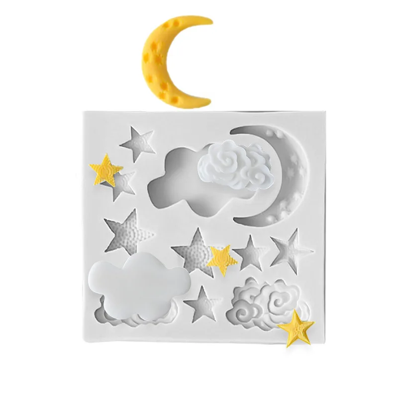 Fondant Silicone Cake Mold Cloud Star Moon Chocolate Gumpaste Molds Clouds Moulds Cake Decorating Accessories For Diy Tools