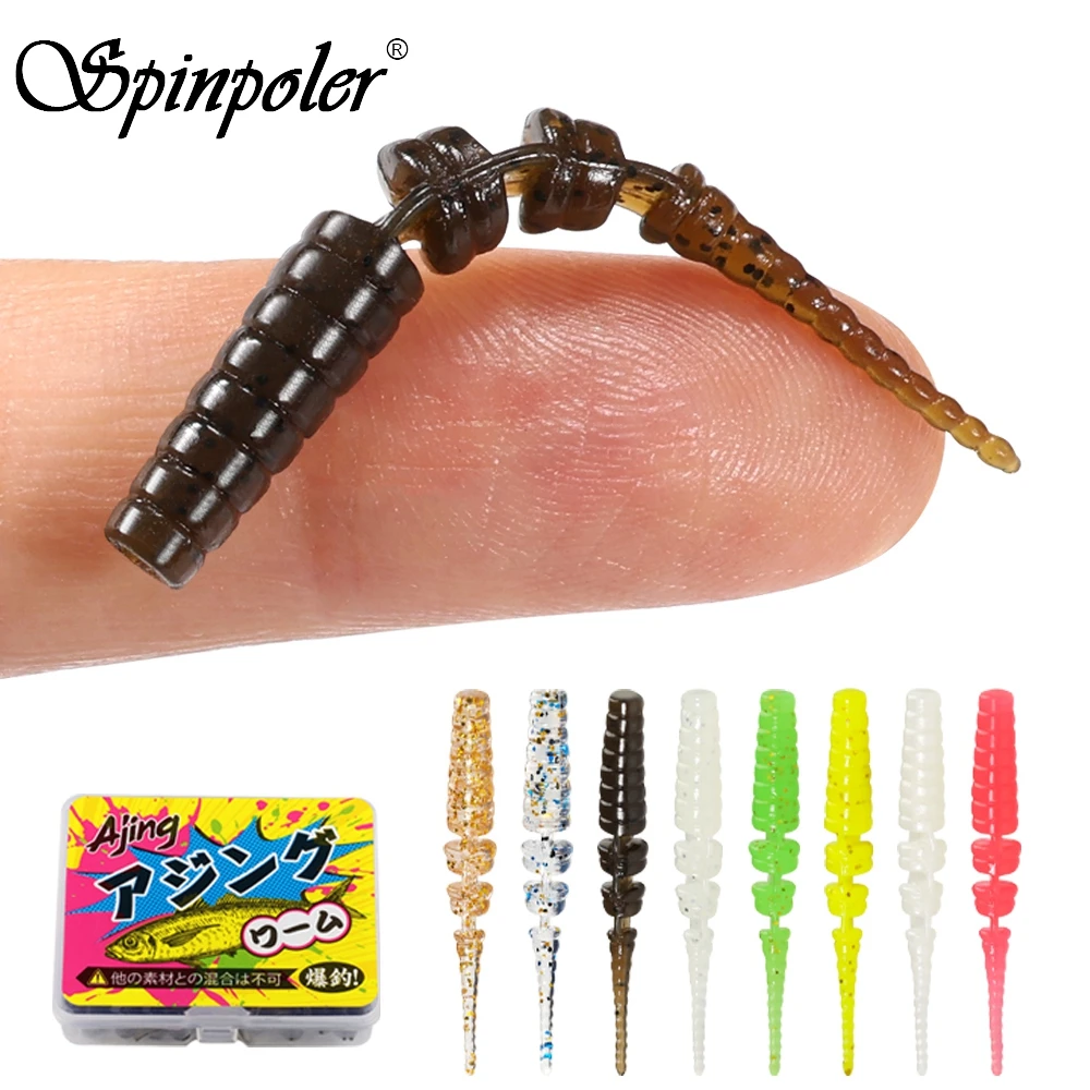 Spinpoler 20pc Licht Spiel Ajing Angeln Köder Jointed Weichen Köder Rockfish Ozean Rock Köder Silikon Swimbait Tackle Isca esca Pesca