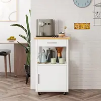 Mobile Kitchen Island Cart with Storage, Wheels, Cabinet and Drawer for Dining Room in White 6