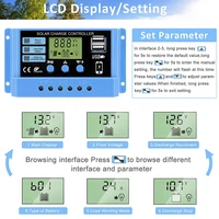 Contrôleur solaire 12V/24V 30A 20A 10A, régulateur solaire, chargeur de batterie PWM, affichage LCD, double sortie USB 5V 4