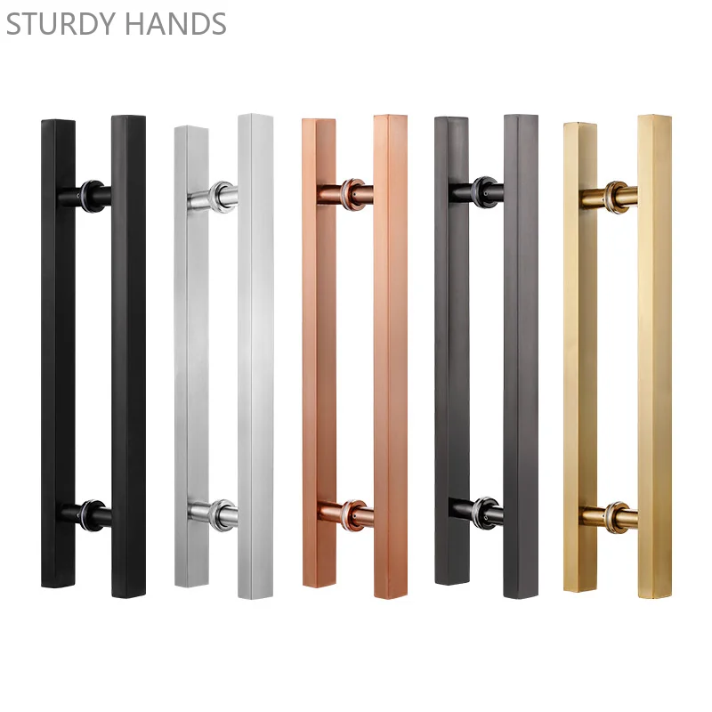 

Bathroom Glass Door Handle Square Stainless Steel Barn Door Handle Push Indoor Sliding Wooden Door Handles Household Hardware