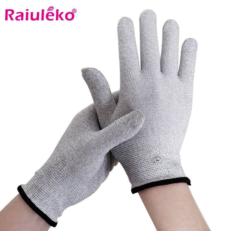 Breathable Fiber Electrotherapy Massager Electrode Gloves With Cable Electrode Machine Gloves For TENS Mechines muscle stimulator electrode pads