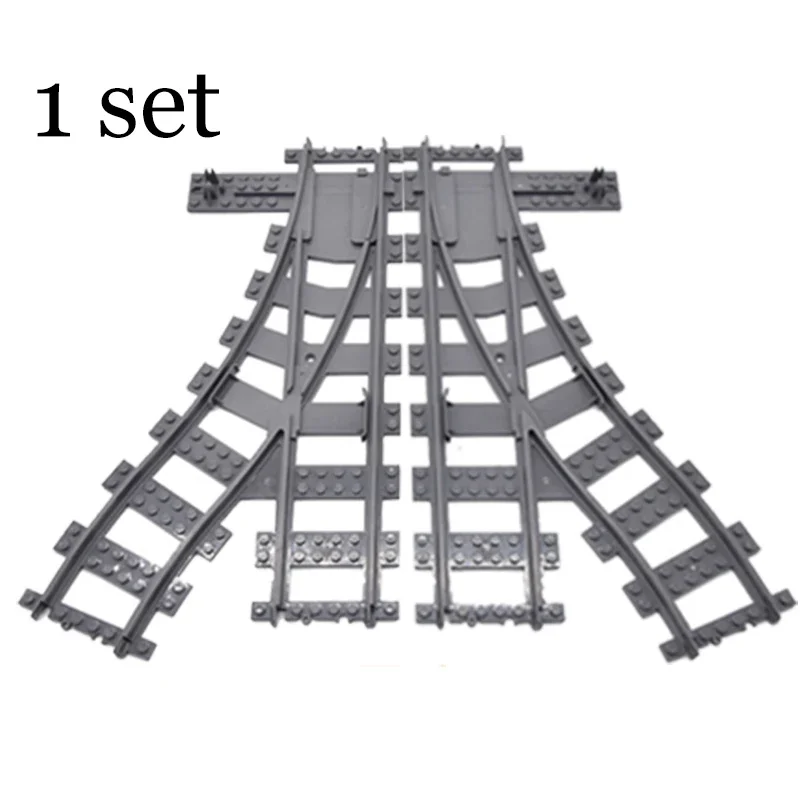 City Train Railway Building Blocks Set - Tracks, Station, and Buffer Stop Bricks Collection