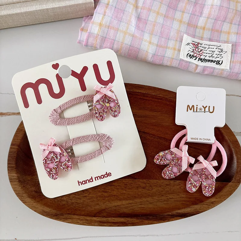 2pcs/set Ballet Shoes Rainbow Children Hairpins for Baby Girls Pink Bangs Side Clips Kids Barrettes Headwear Hair Accessories